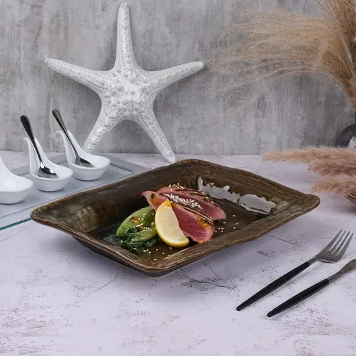 Блюдо прямоугольное P.L. Proff Cuisine Light Brown Frutti di Mare 31*21,5 см h4,8 см 600 мл