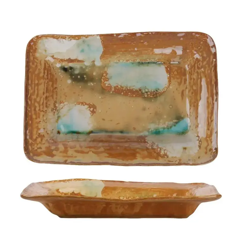 Блюдо прямоугольное P.L. Proff Cuisine Light Brown Spots Sea Wave Frutti di Mare 31*21,5 см h4,8 см 600 мл