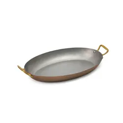 Gibco Сковорода овальная 35х23 см "Эллис", матовая нержавеющая сталь с медным покрытием снаружи