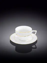 Чашка кофейная и блюдце с золотом, Wilmax, Diamond, 90 мл