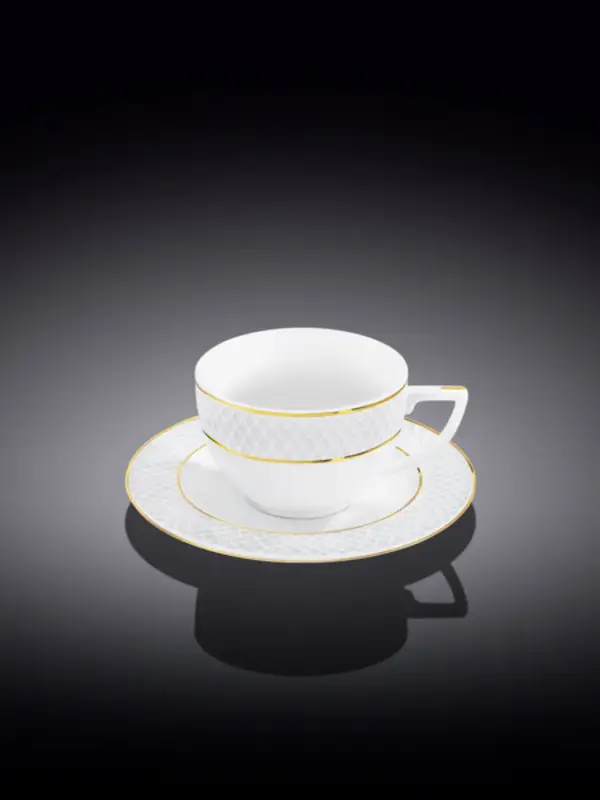 Чашка кофейная и блюдце с золотом, Wilmax, Diamond, 90 мл