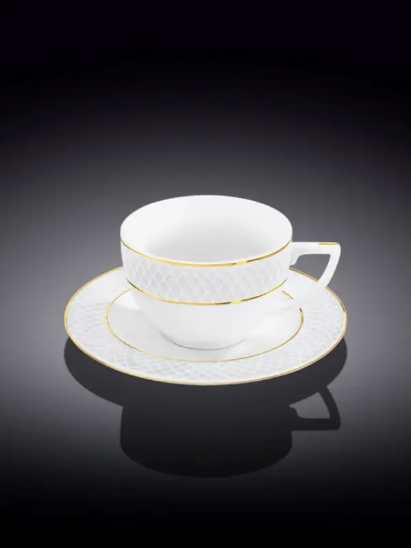Чашка чайная и блюдце с золотом, Wilmax, Diamond, 240 мл