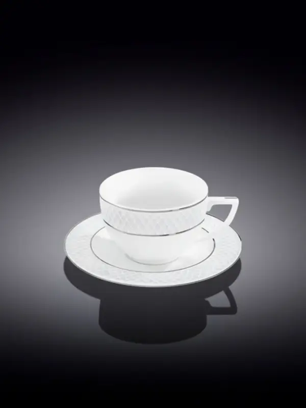 Чашка кофейная и блюдце с платиной, Wilmax, Diamond, 90 мл