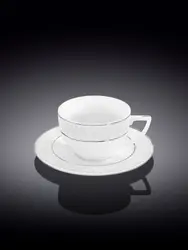 Чашка для капучино и блюдце с платиной, Wilmax, Diamond, 170 мл