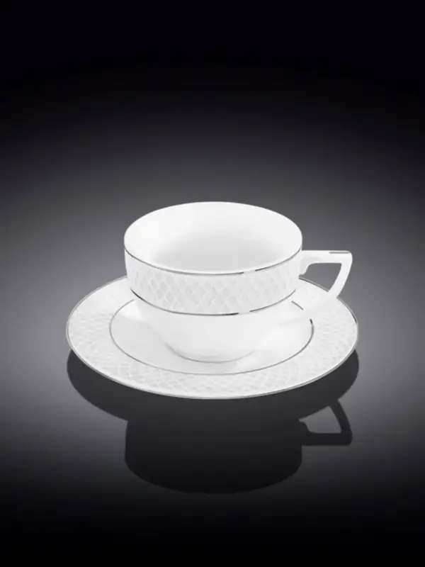 Чашка чайная и блюдце с платиной, Wilmax, Diamond, 240 мл