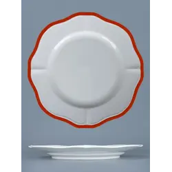 Тарелка мелкая, Casa di Fortuna, Grazia с красным кантом, d 25.5 см, h 2.2 см