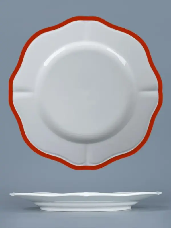 Тарелка мелкая, Casa di Fortuna, Grazia с красным кантом, d 28.5 см, h 2.7 см