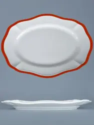 Блюдо овальное, Casa di Fortuna, Grazia с красным кантом, 32.5x23 см, h 3 см