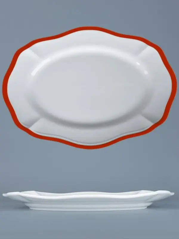 Блюдо овальное, Casa di Fortuna, Grazia с красным кантом, 32.5x23 см, h 3 см