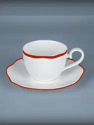 Блюдце, Casa di Fortuna, Grazia с красным кантом, d 16 см h 2.2 см