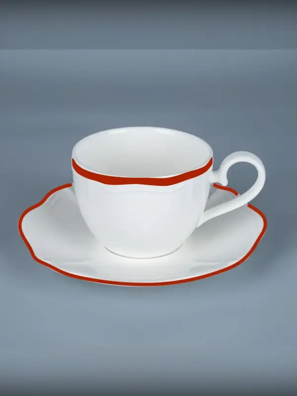 Блюдце, Casa di Fortuna, Grazia с красным кантом, d 16 см h 2.2 см