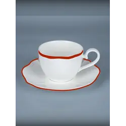 Блюдце, Casa di Fortuna, Grazia с красным кантом, d 16 см h 2.2 см