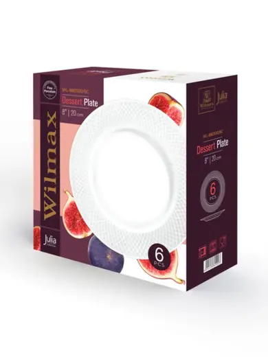 Набор из 6-ти десертных тарелок, Wilmax, Julia, 20 см