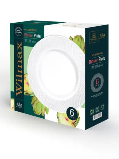 Набор из 6-ти обеденных тарелок, Wilmax, Julia, 25.5 см