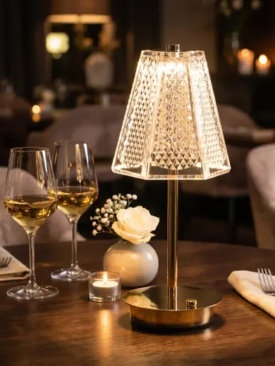 Лампа настольная, MGline, LED CRYSTAL, 15x32 см, 3 цвета, сенсорная регулировка яркости