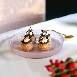 Тарелка, ArdaCam, Asos, бело-розовая, d 21 см, h 2.5 см