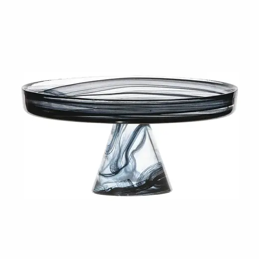 Блюдо на ножке, ArdaCam, Asos, бело-черное, d 21 см, h 10 см