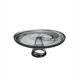 Блюдо для торта на ножке, ArdaCam, Leona, черно-белое, d 21 см, h 9.5 см
