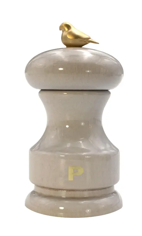 Мельница для перца Bisetti Bird 11 см бук лакированный белая с птичкой