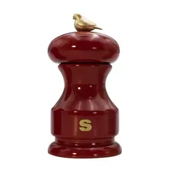 Мельница для соли Bisetti Bird 11 см бук лакированный красная с птичкой