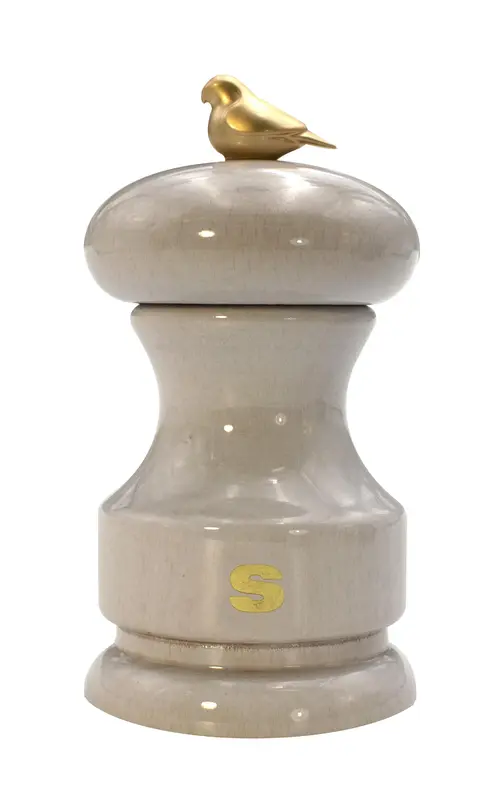 Мельница для соли Bisetti Bird 11 см бук лакированный белая с птичкой