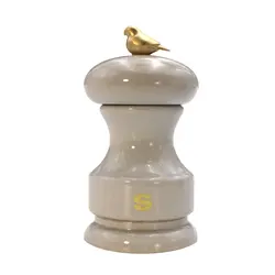 Мельница для соли Bisetti Bird 11 см бук лакированный белая с птичкой