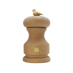 Мельница для соли Bisetti Bird 11 см бук светлое дерево с птичкой 