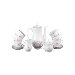 Сервиз кофейный, 15 предметов, Crystalex, Rococo, Grey Rose Platinum