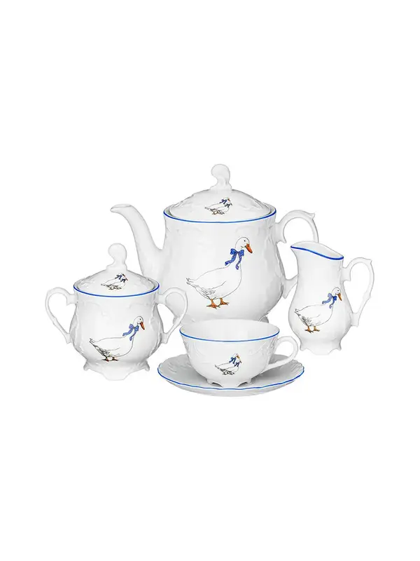 Сервиз чайный, 15 предметов, Cmielow, Rococo, Blue Geese