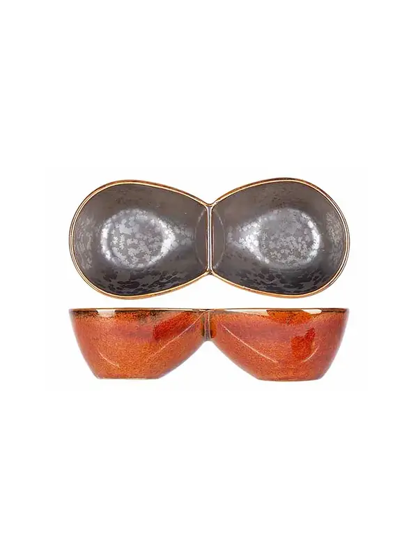 Соусник "двойной" / менажница, Cosy & Trendy, Elements Maroon, l 14 см,  b 6.2 см, h 3.5 см