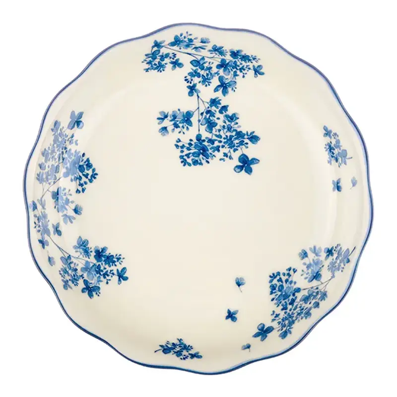 Тарелка глубокая, KUNSTWERK, Fiori, фарфор, слоновая кость, синий, d=20 см