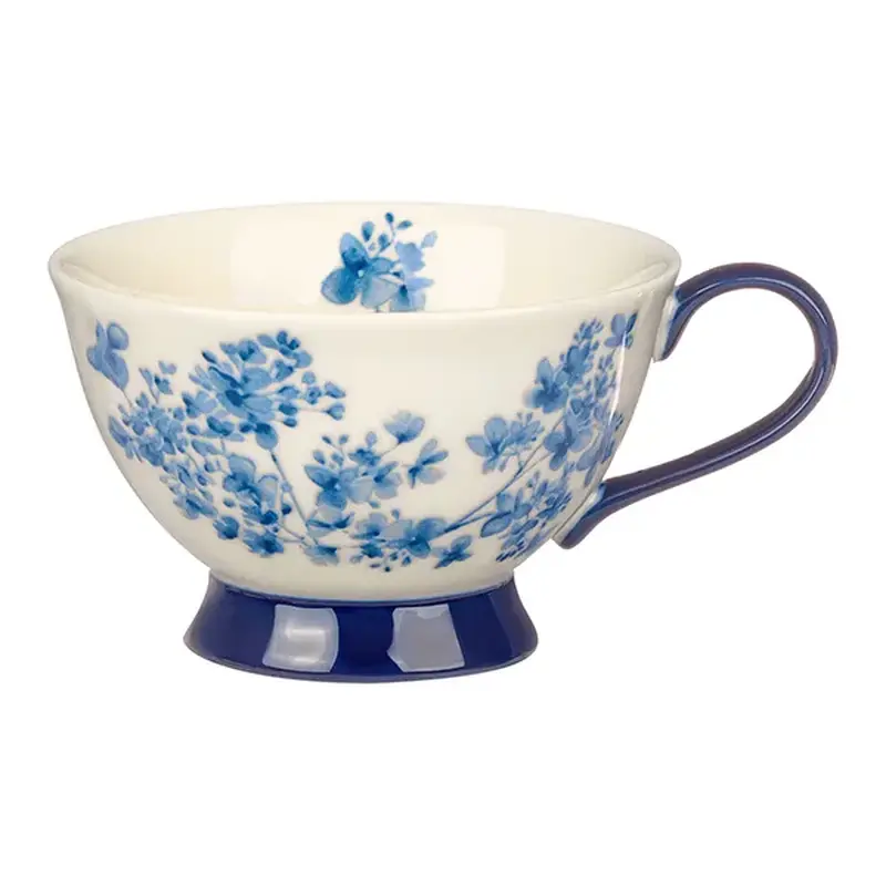 Чашка чайная, KUNSTWERK, Fiori, фарфор, слоновая кость, синий, 220 мл