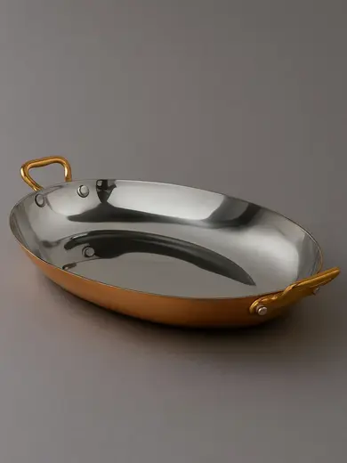 Gibco Сковорода овальная 40х26х5,2 см "Эллис", нержавеющая сталь с медным покрытием