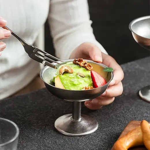 Креманка металлическая, низкая, на ножке, Old Island,  7.9 х 10 см, 130 мл