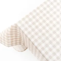 Скатерть бежевая клетка с водоотталкивающей пропиткой, RestoTouch Textile, 145 х 145 см