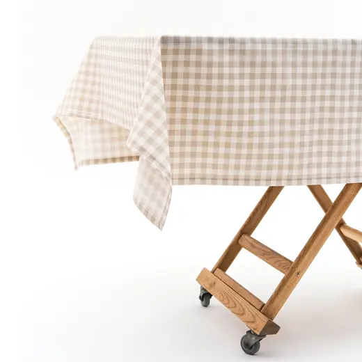 Скатерть бежевая клетка с водоотталкивающей пропиткой, RestoTouch Textile, 145 х 145 см