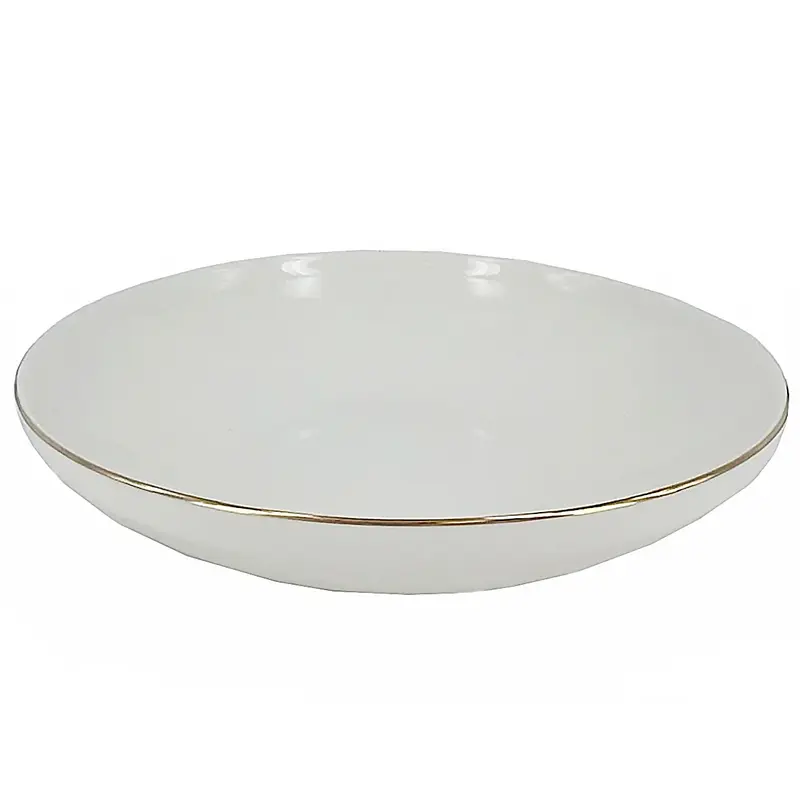 Тарелка суповая, белая с отводкой натуральным золотом, фарфор, TULU Porselen, ELEGANT GOLD, d=21 см