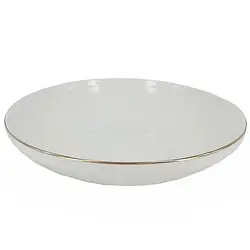 Тарелка суповая, белая с отводкой натуральным золотом, фарфор, TULU Porselen, ELEGANT GOLD, d=21 см