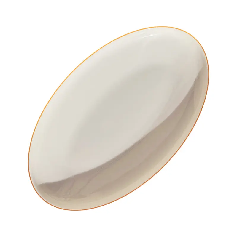 Блюдо сервировочное овальное, белая с отводкой натуральным золотом, фарфор, TULU Porselen, ELEGANT GOLD, 25 см