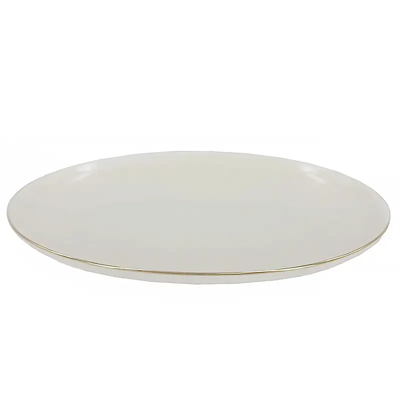 Тарелка обеденная, белая с отводкой натуральным золотом, фарфор, TULU Porselen, ELEGANT GOLD, d=27 см