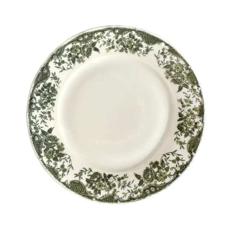Тарелка десертная, зеленый растительный принт, фарфор, TULU Porselen, FOLKLORE, d=19 см