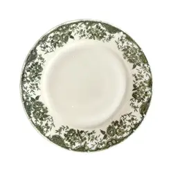 Тарелка десертная, зеленый растительный принт, фарфор, TULU Porselen, FOLKLORE, d=19 см