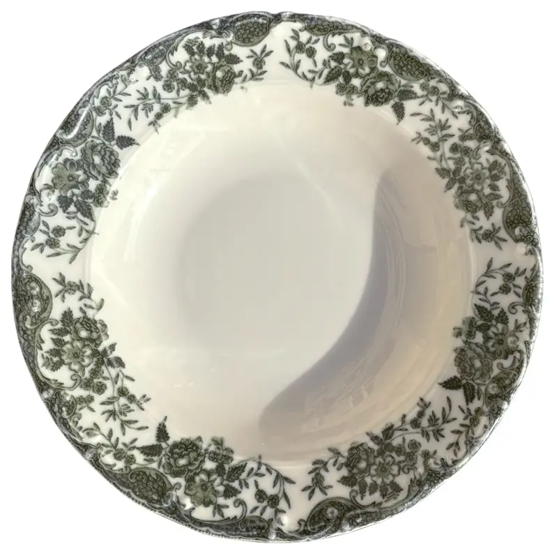 Тарелка суповая, зеленый растительный принт, фарфор, TULU Porselen, FOLKLORE, d=20.5 см