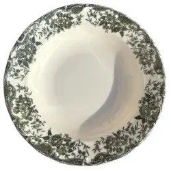 Тарелка суповая, зеленый растительный принт, фарфор, TULU Porselen, FOLKLORE, d=20.5 см