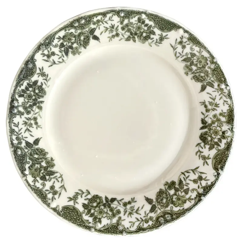 Тарелка подстановочная, зеленый растительный принт, фарфор, TULU Porselen, FOLKLORE, d=27 см