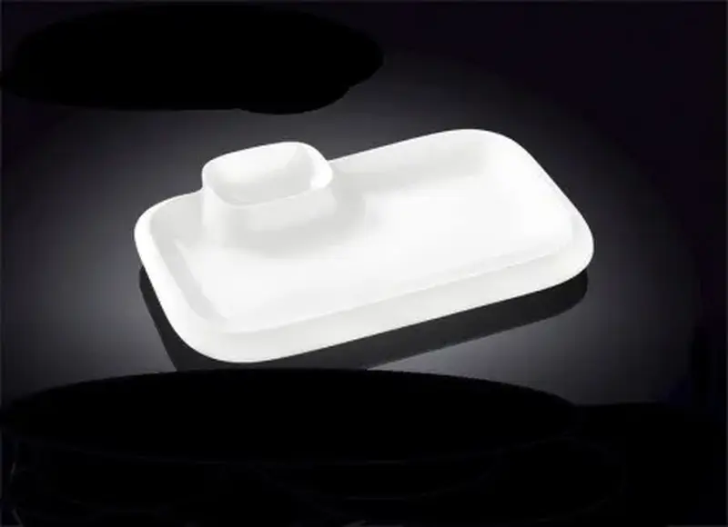 Блюдо для подачи прямоуг., с соусником, утолщенный край, Wilmax, 200*120 мм