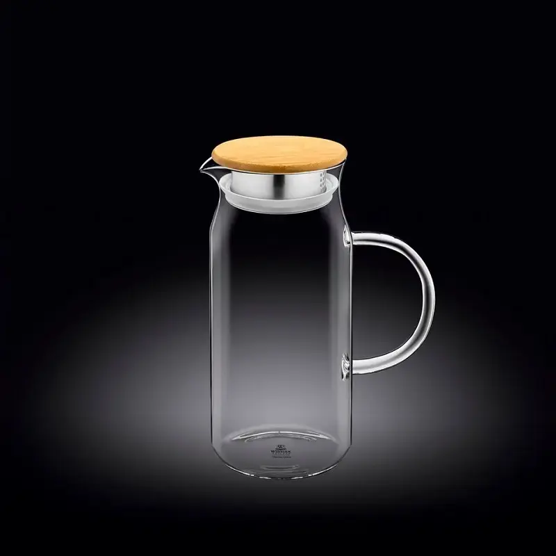 Кувшин с крышкой, бамбук + сетка нерж, ThermoGlass, Wilmax, 1 л.