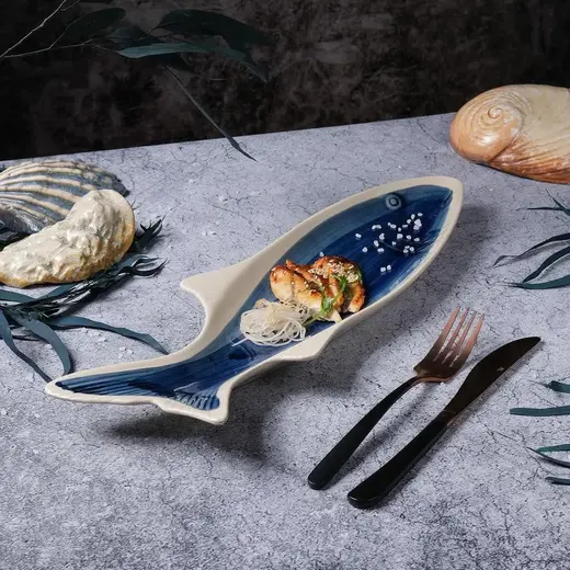 Блюдо овальное P.L. Proff Cuisine Northern Blue Frutti di Mare 42*13,3 см h4,5 см