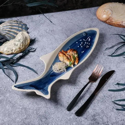 Блюдо овальное P.L. Proff Cuisine Northern Blue Frutti di Mare 42*13,3 см h4,5 см