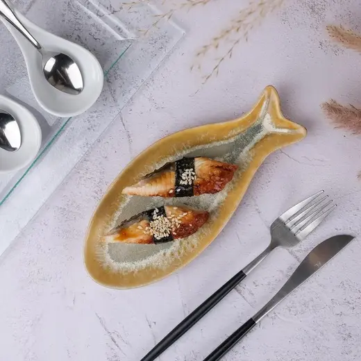 Блюдо для подачи P.L. Proff Cuisine Fish Pearl Blue Frutti di Mare 21*9 см h2 см